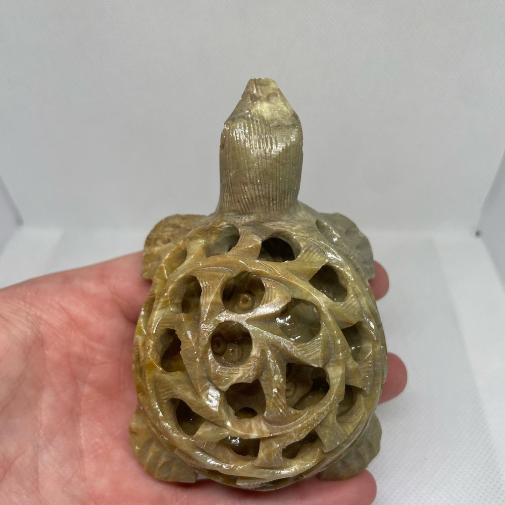 Soapstone Mother Turtle Crystal Carving